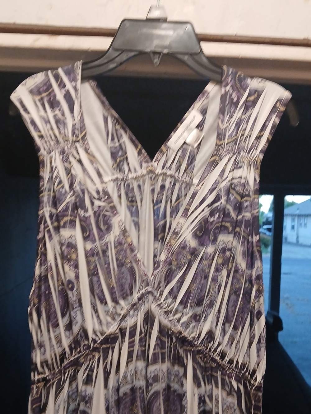 Christopher & Banks Purple and Cream Printed Maxi Dress Large